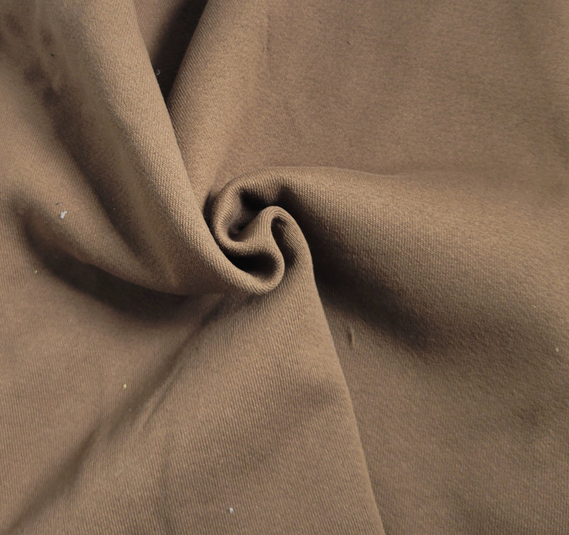1 Yard Mocha Prewashed Cotton Sweatshirt Fleece Knit Fabric