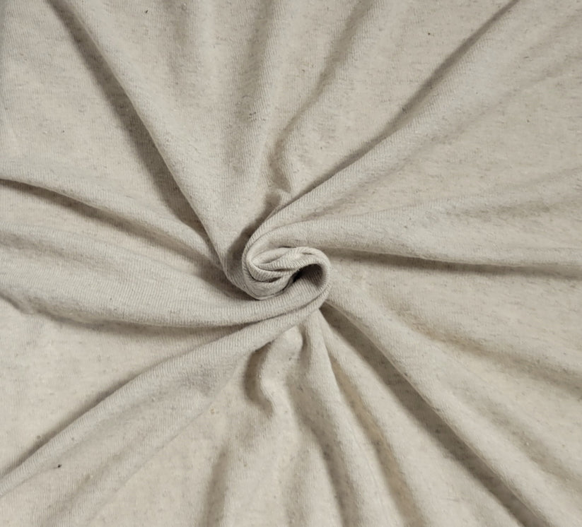 1 Yard Natural Linen Cotton 1x1 Rib Knit Fabric Lightweight Soft Stretch 72 Inches Wide