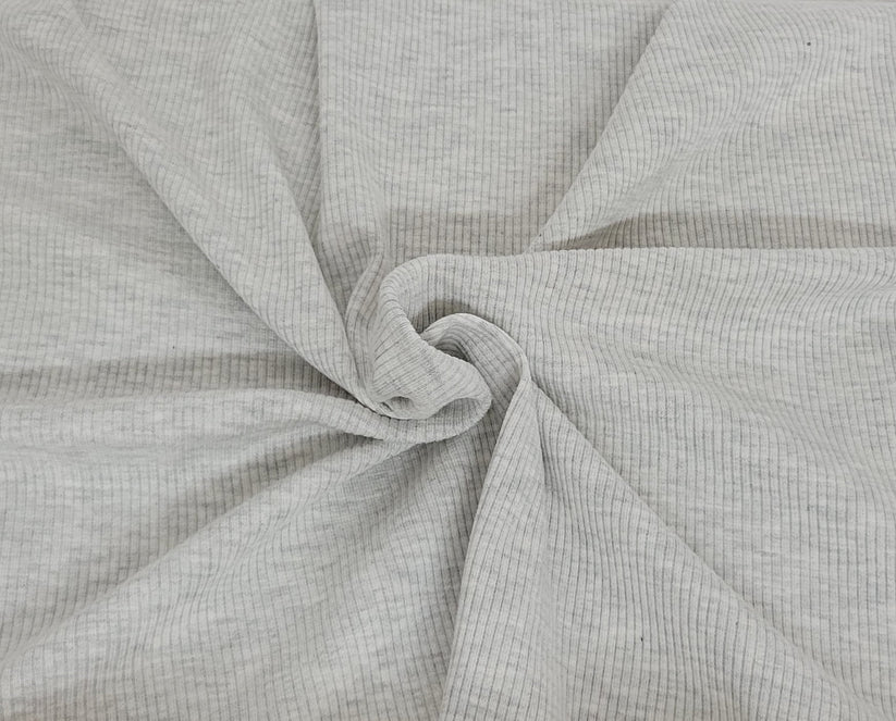 1 Yard Ash Gray Organic Cotton Lyocell Spandex 2x2 Rib Knit Fabric Soft Stretchy