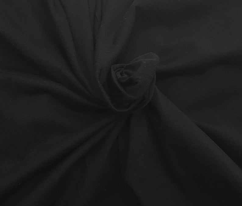 1 Yard Black Cotton Jersey Knit Fabric Lightweight Soft Knit for Apparel & Crafts