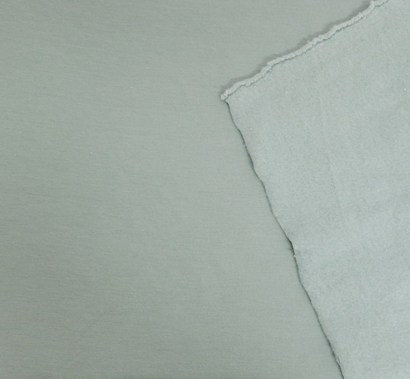 1 Yard Sage Modal Cotton Spandex Fleece Fabric for Sweatshirts, Hoodies, Joggers, and Loungewear