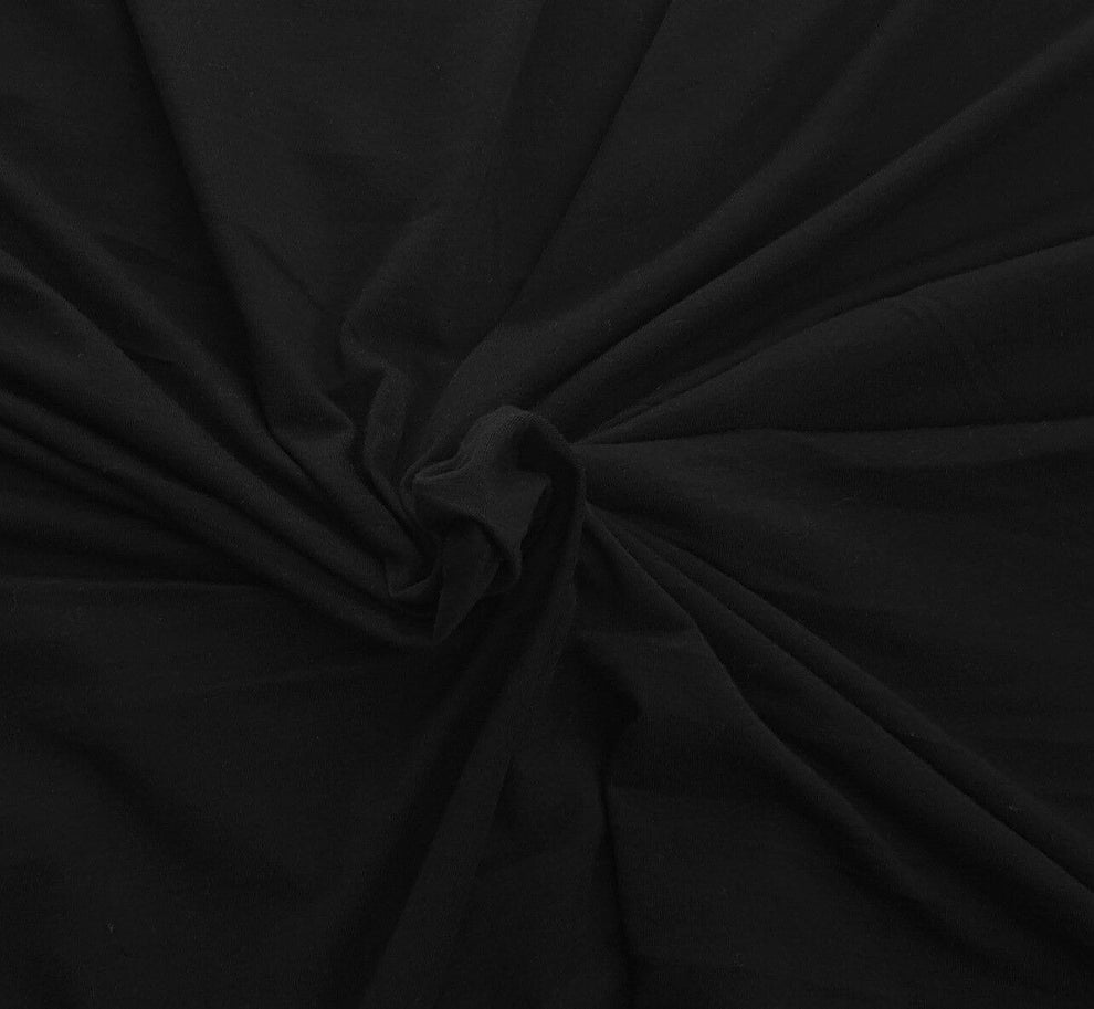 1 Yard Black Modal Spandex Jersey Knit Fabric Soft, Premium Weight Stretch Fabric for Tops, Dresses & Loungewear