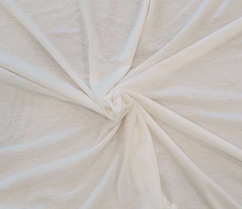 1 Yard Off White Silk Rayon Cotton Jersey Knit Fabric Lightweight Soft Stretch Material