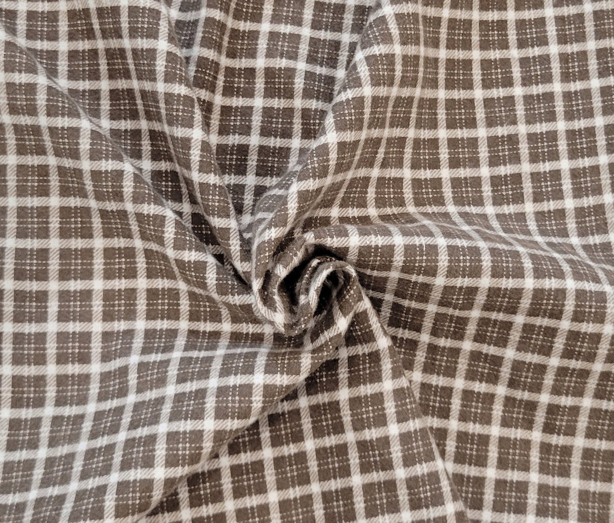 Cotton Flannel Brown White Check