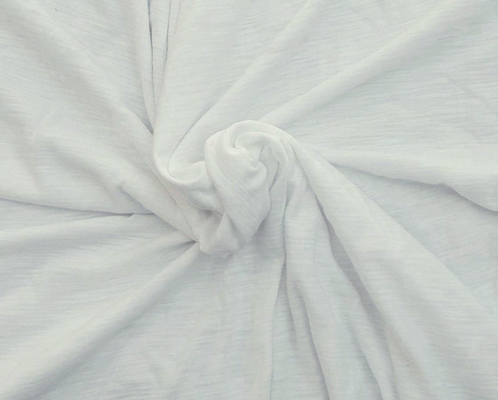 1 Yard White Cotton Slub Jersey Knit Fabric 190 GSM for Shirts, Summer Dresses, and Sewing Crafts