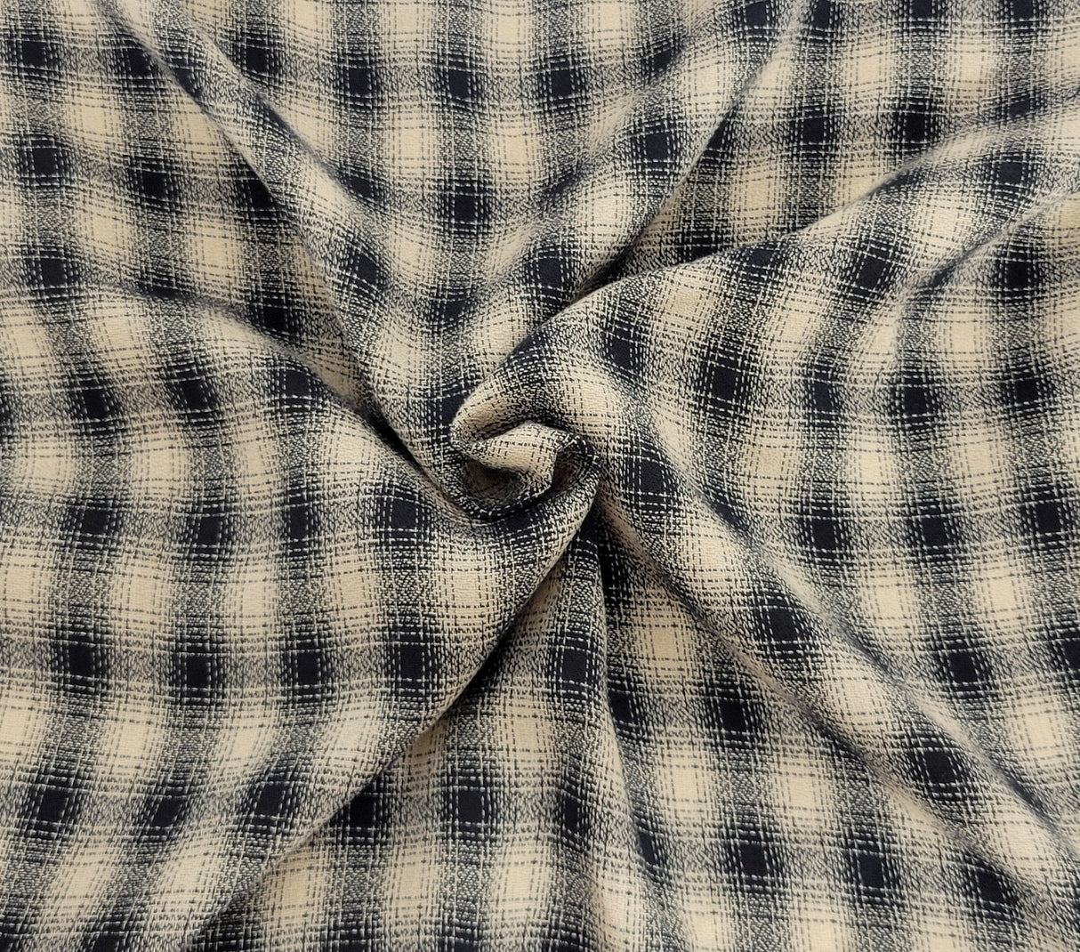 Plaid Rayon Blend Black Khaki