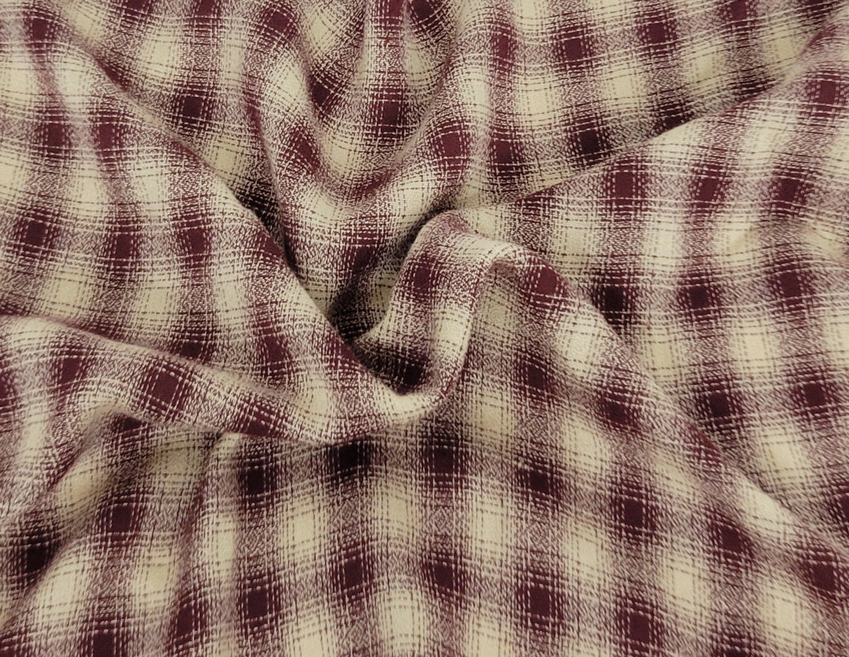 Plaid Rayon Blend Wine Khaki