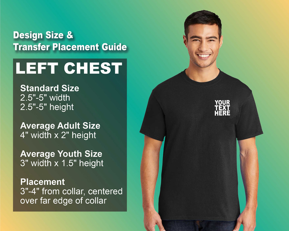 Pack: 12 Fast Printed T-Shirts – Design & Personalize Your Own Tee (Left Chest - Black)