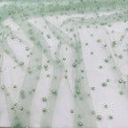 Pearl Tulle Polyester Fabric - Soft Mesh With Scattered Pearls, 58" Width