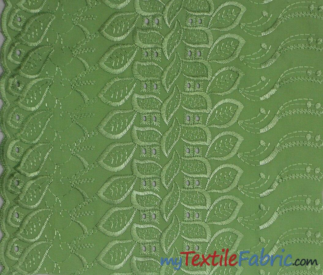 Polyester Cotton Eyelet Embroidery Fabric - One Side Scallop, 45" Wide, Multiple Colors (1 Yard)