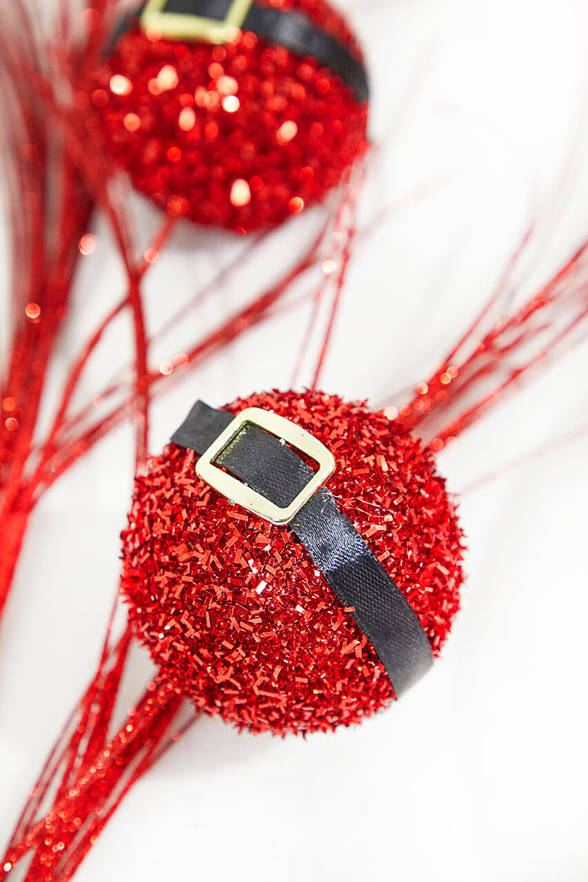 26" Red Glitter Santa Belt Spray