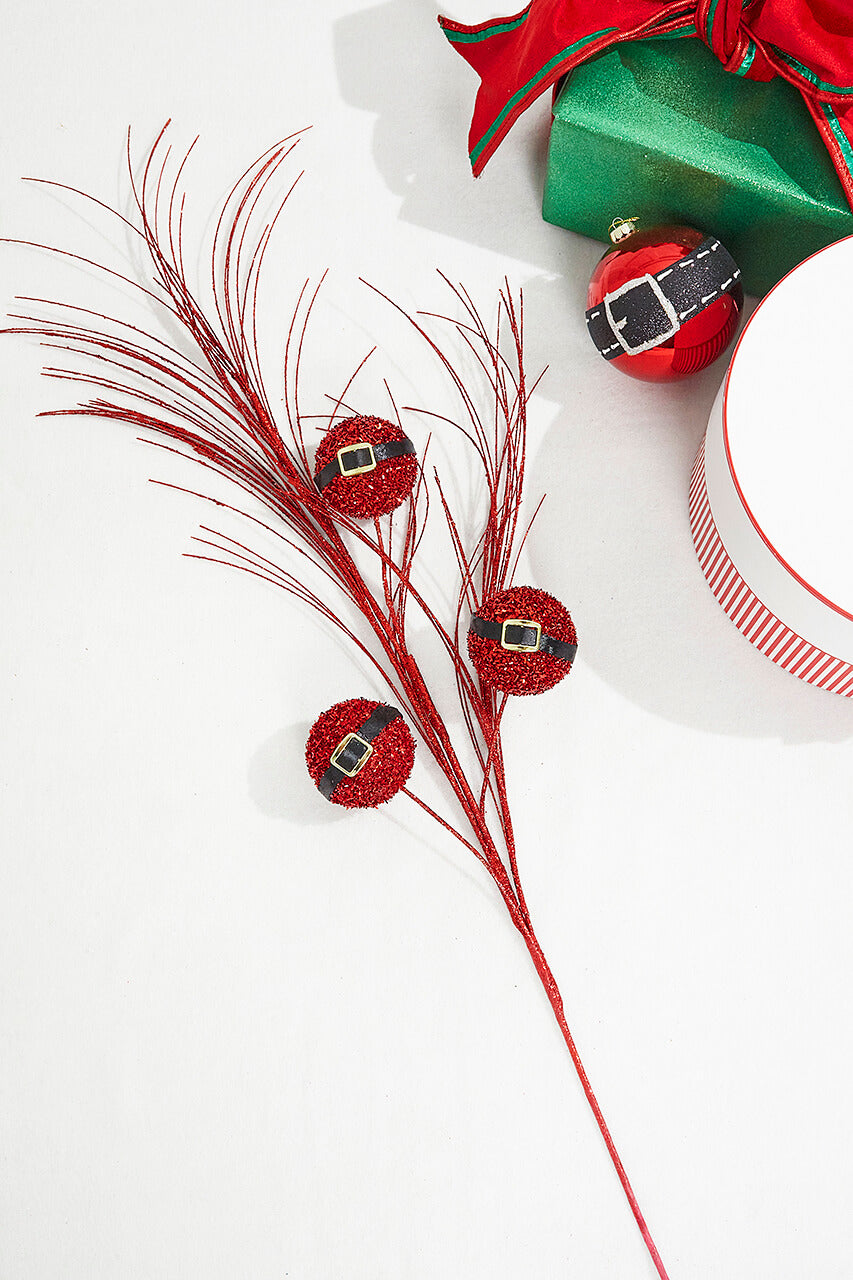 26" Red Glitter Santa Belt Spray