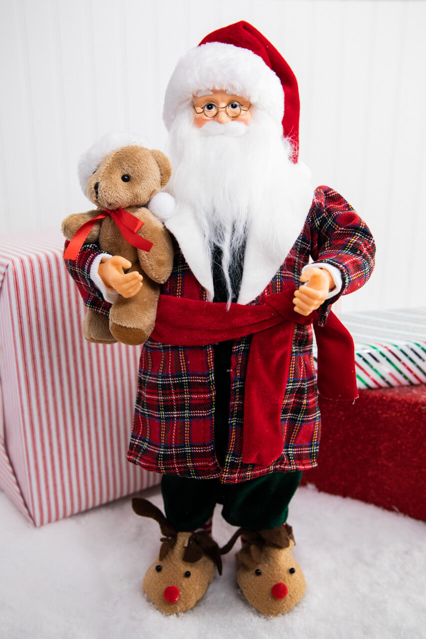 18" Santa in Pajamas Figurine