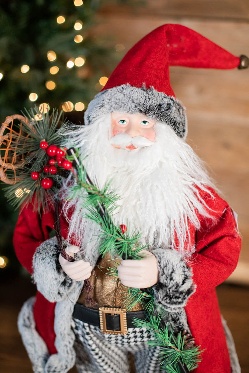 24” Holiday Santa with Houndstooth Pants Figurine