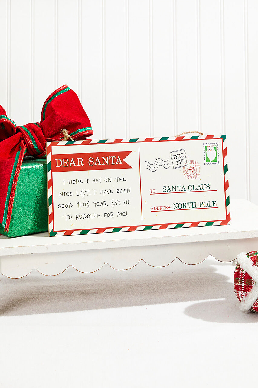 12.5"L x 6"H Dear Santa Postcard Sign