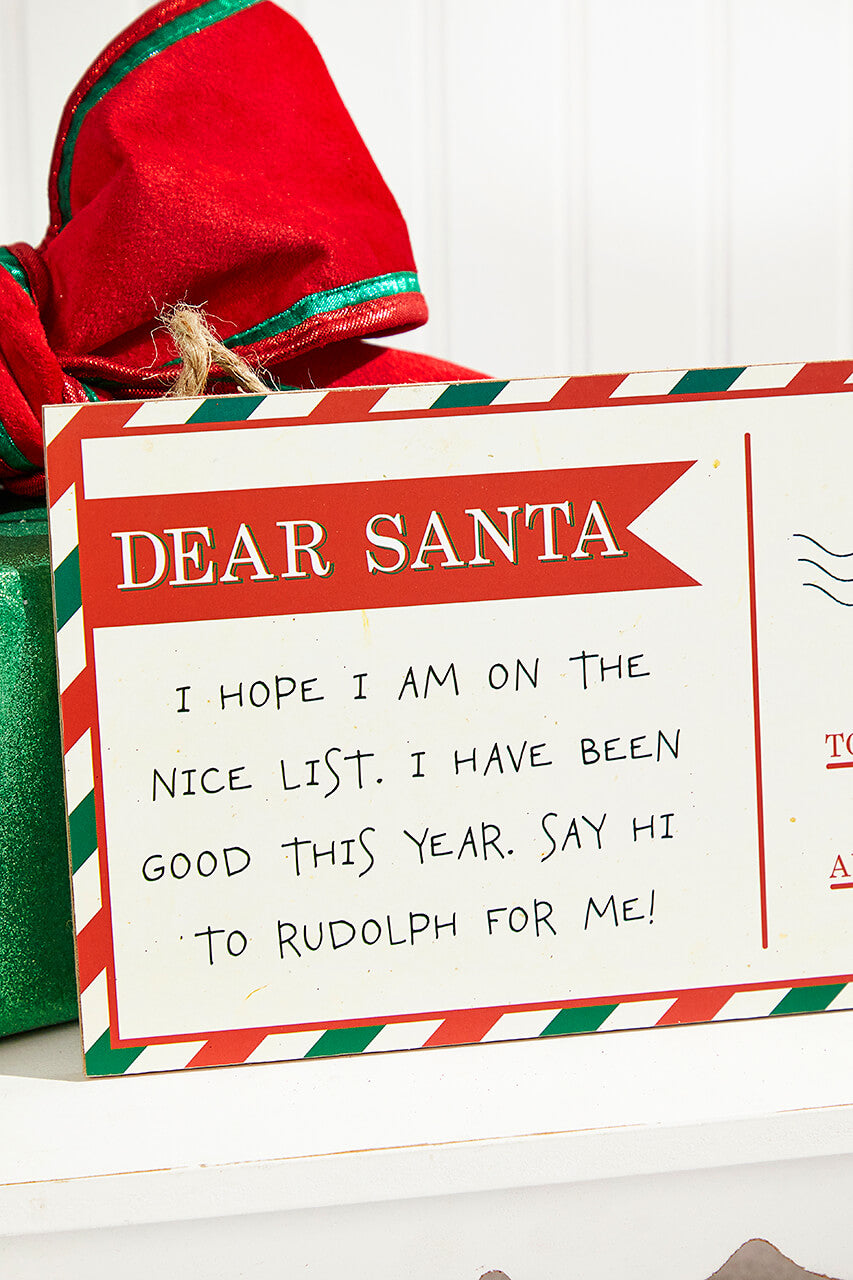12.5"L x 6"H Dear Santa Postcard Sign