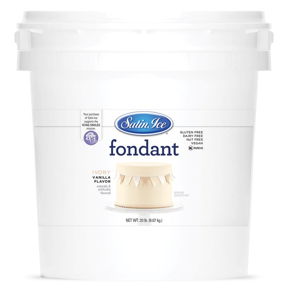 Satin Ice Rolled Fondant 20 lb. Container - Ivory Certified Kosher