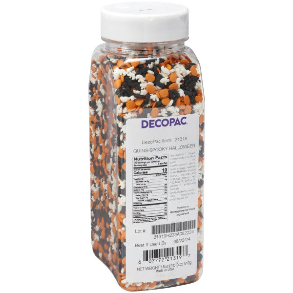 Halloween Pumpkin, Ghost and Bat Quins Sprinkles – 18 oz. Handheld Container
