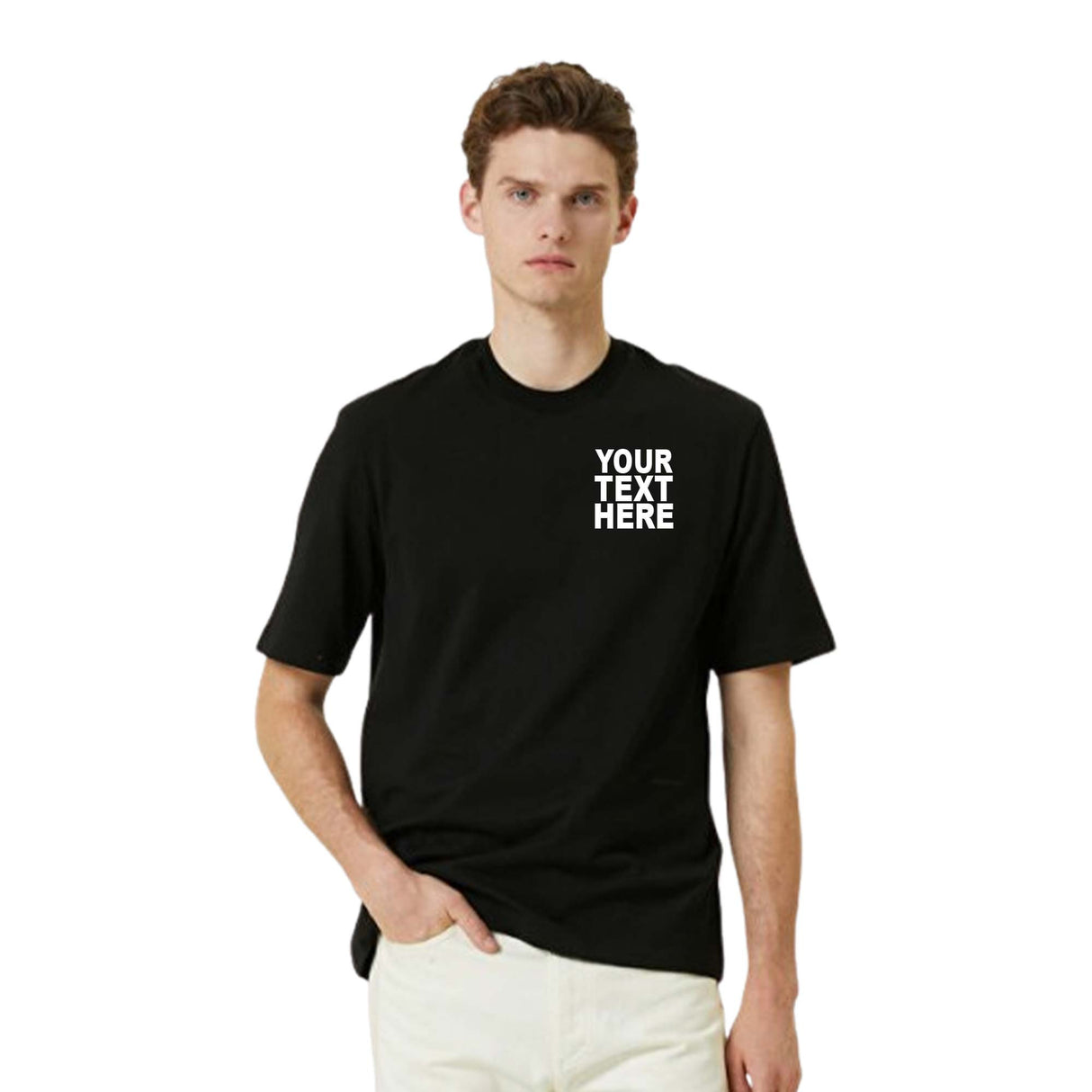 Pack: 12 Fast Custom T-Shirts – Print Your Own Text, Image, or Logo on Both Sides (Black)