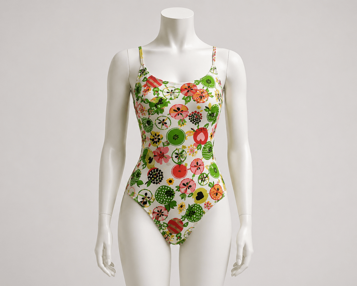 Printed Spandex Fabric Multi Floral on White