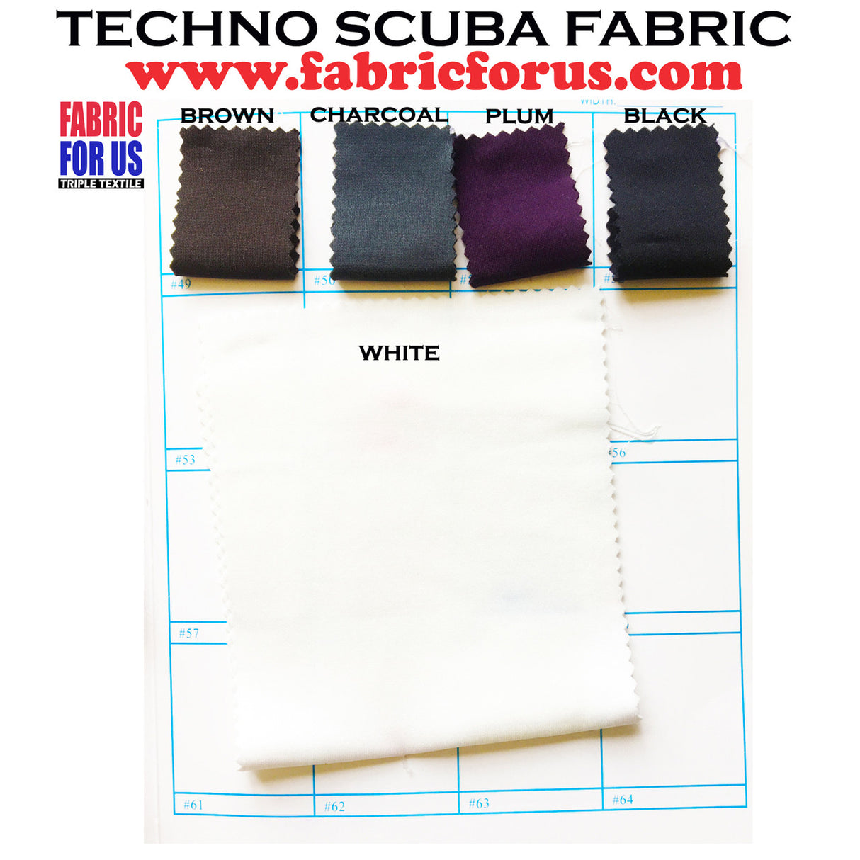 Techno Scuba Polyester Spandex Fabric - 16 Color Set A, 58"/60" Wide