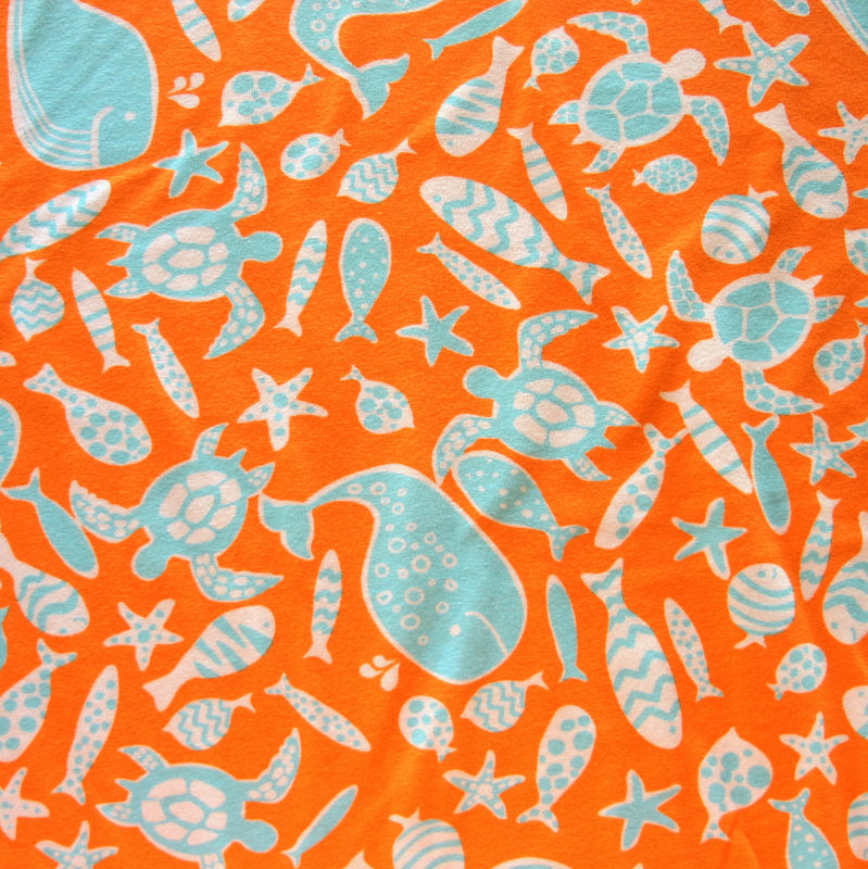 Microfiber Boardshort Fabric Sealife on Orange