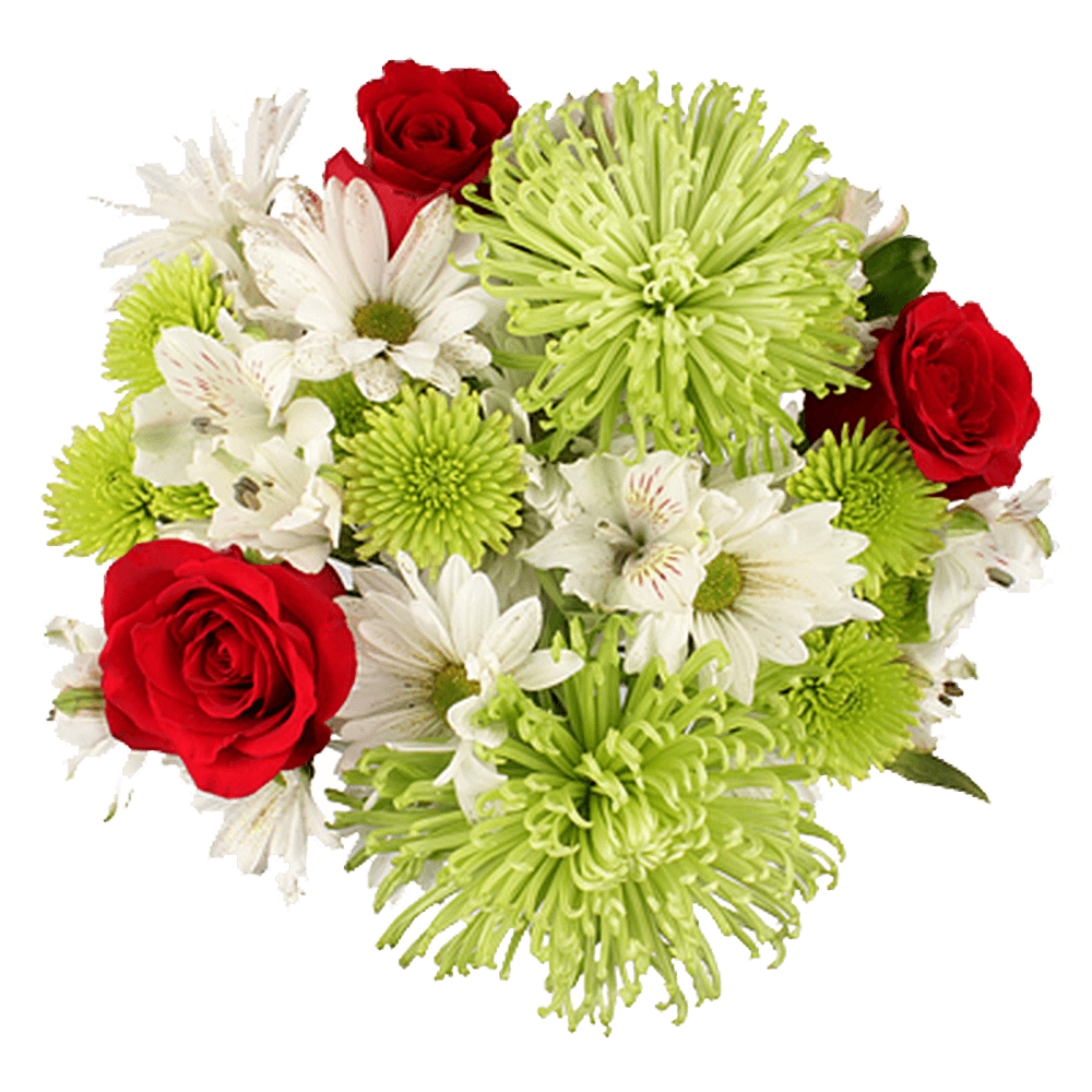 Heartfelt Christmas Arrangements Red Green White Holiday Flower Bouquet Festive Seasonal Floral Centerpiece