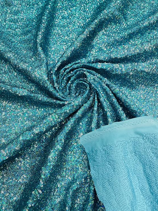 Sequin Spandex Fabric - Iridescent Mini Glitz Sequins, 54" Width (1 Yard)
