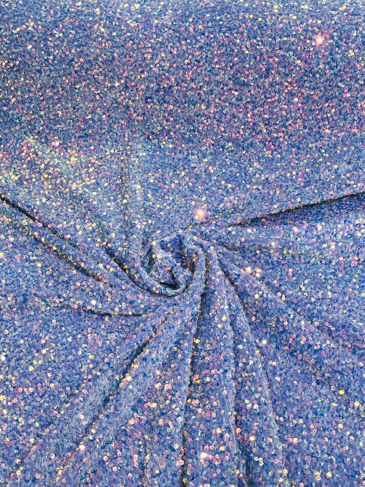 All-Over 5Mm Shiny Sequins Stretch Velvet Fabric - Sequins On Velvet, 54" Width (1 Yard)