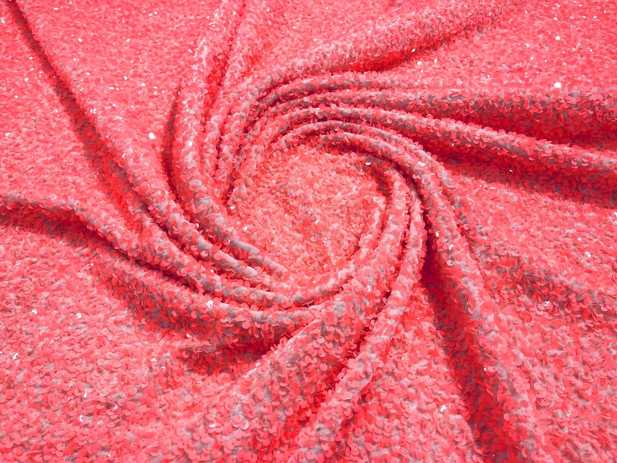 All-Over 5Mm Shiny Sequins Stretch Velvet Fabric - Sequins On Velvet, 54" Width (1 Yard)