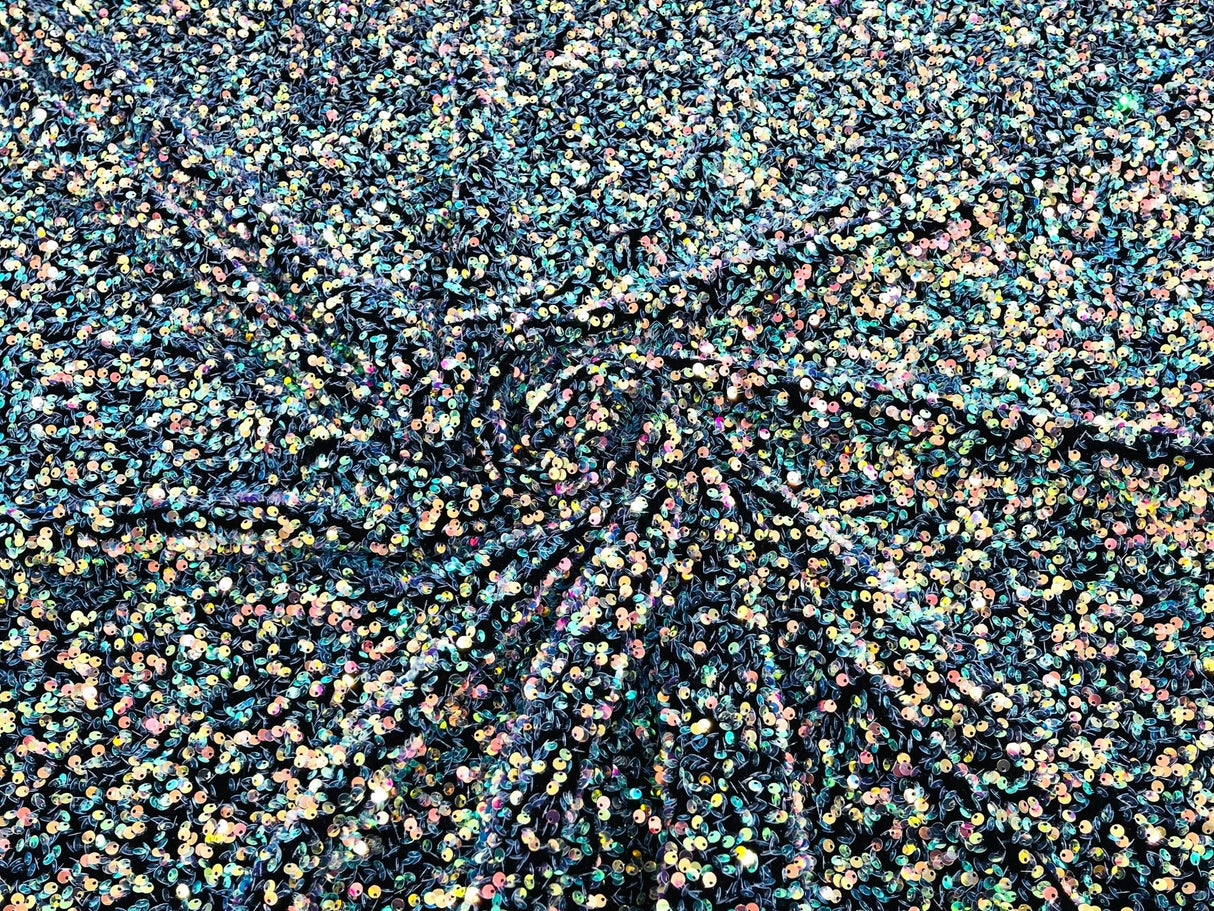 All-Over 5Mm Shiny Sequins Stretch Velvet Fabric - Sequins On Velvet, 54" Width (1 Yard)