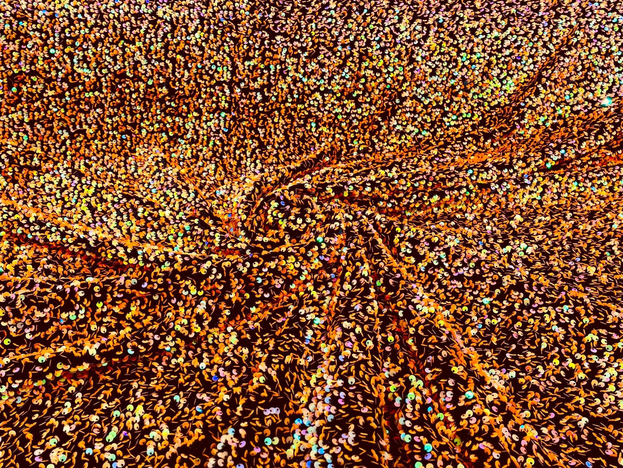 All-Over 5Mm Shiny Sequins Stretch Velvet Fabric - Sequins On Velvet, 54" Width (1 Yard)