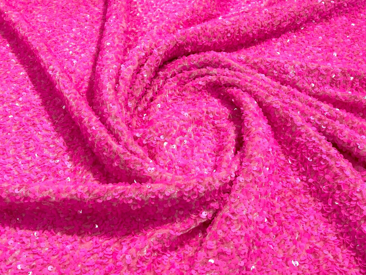 All-Over 5Mm Shiny Sequins Stretch Velvet Fabric - Sequins On Velvet, 54" Width (1 Yard)