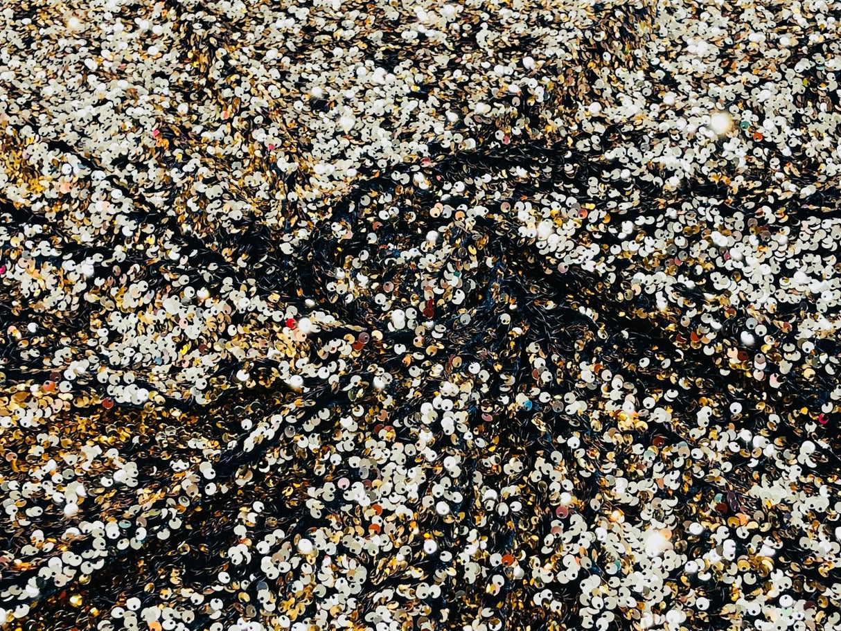 All-Over 5Mm Shiny Sequins Stretch Velvet Fabric - Sequins On Velvet, 54" Width (1 Yard)