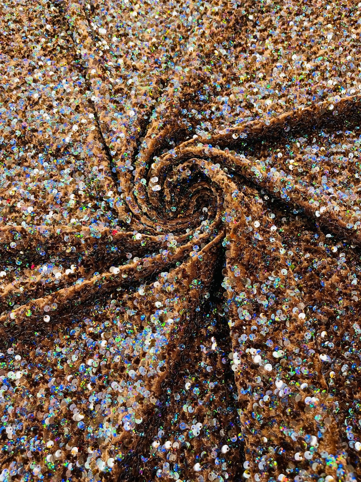 All-Over 5Mm Shiny Sequins Stretch Velvet Fabric - Sequins On Velvet, 54" Width (1 Yard)