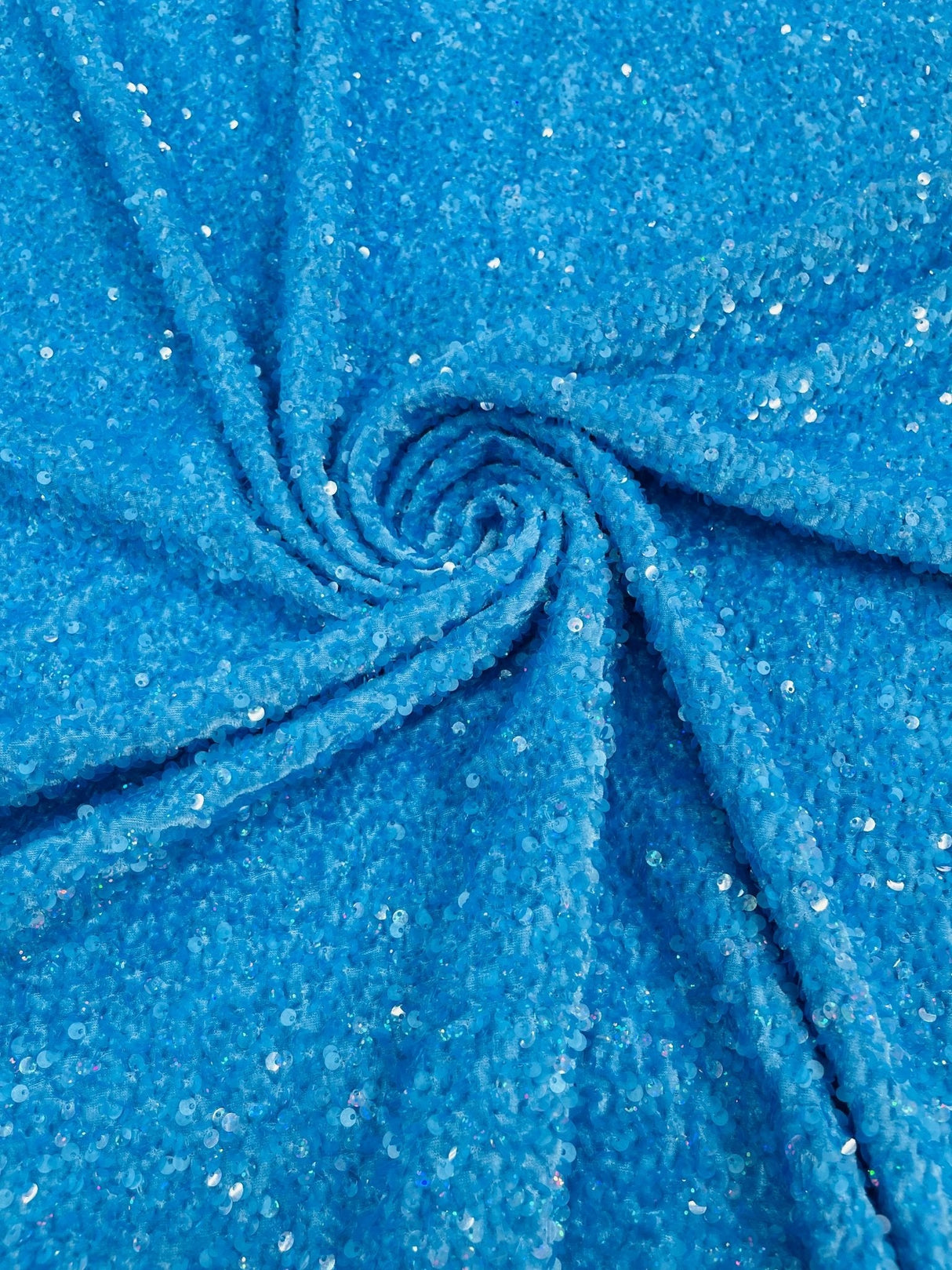 All-Over 5Mm Shiny Sequins Stretch Velvet Fabric - Sequins On Velvet, 54" Width (1 Yard)
