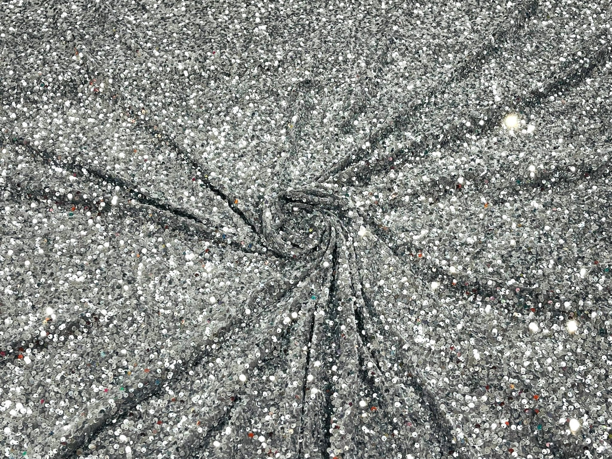 All-Over 5Mm Shiny Sequins Stretch Velvet Fabric - Sequins On Velvet, 54" Width (1 Yard)