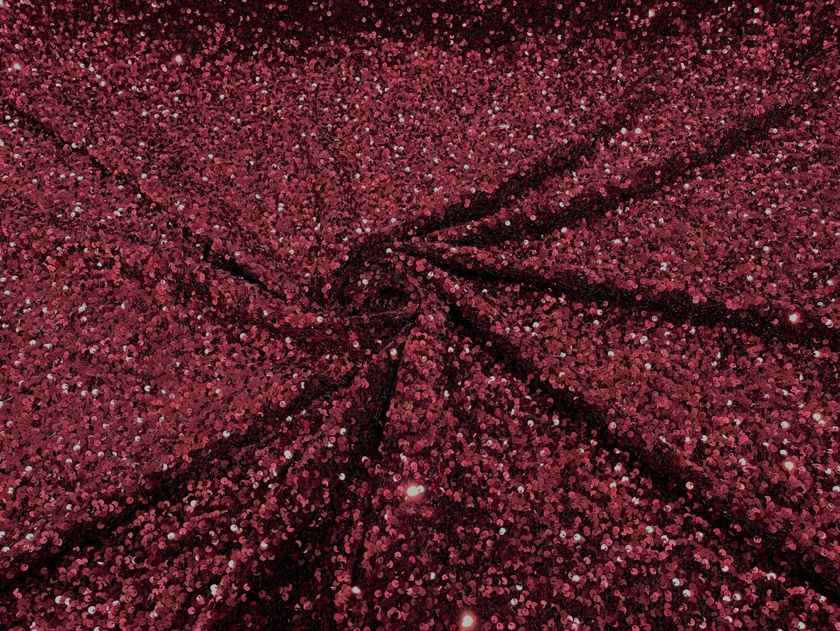 All-Over 5Mm Shiny Sequins Stretch Velvet Fabric - Sequins On Velvet, 54" Width (1 Yard)