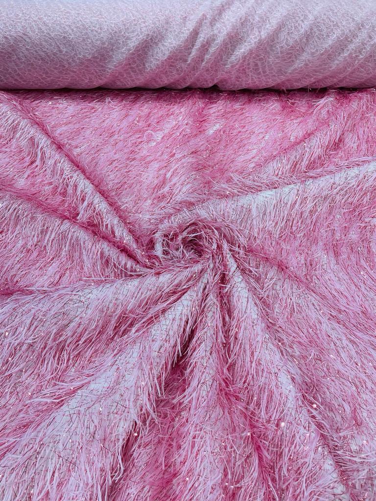 Shaggy Jacquard Faux Ostrich Eye Lash Faux Fur Fabric - 54" Wide, Multi Color (1 Yard)