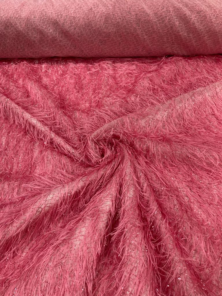 Shaggy Jacquard Faux Ostrich Eye Lash Faux Fur Fabric - 54" Wide, Multi Color (1 Yard)