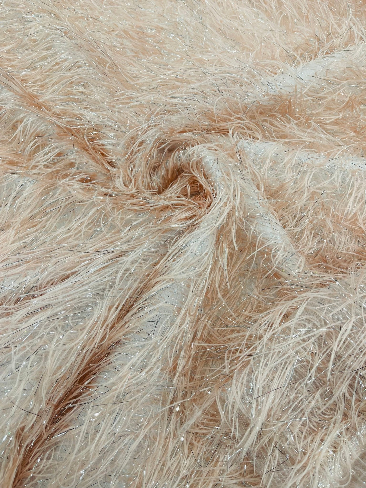 Shaggy Jacquard Faux Ostrich Eye Lash Faux Fur Fabric - 54" Wide, Multi Color (1 Yard)