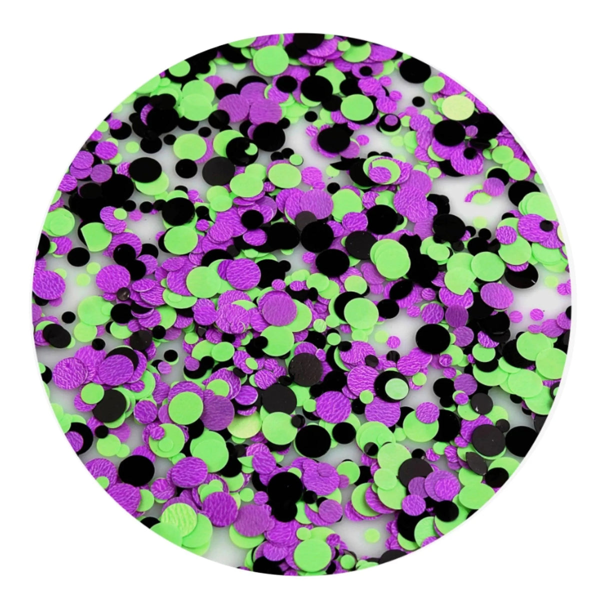 Shaped Glitter Classic - Dots Green, Purple, Black (2 oz Bag)