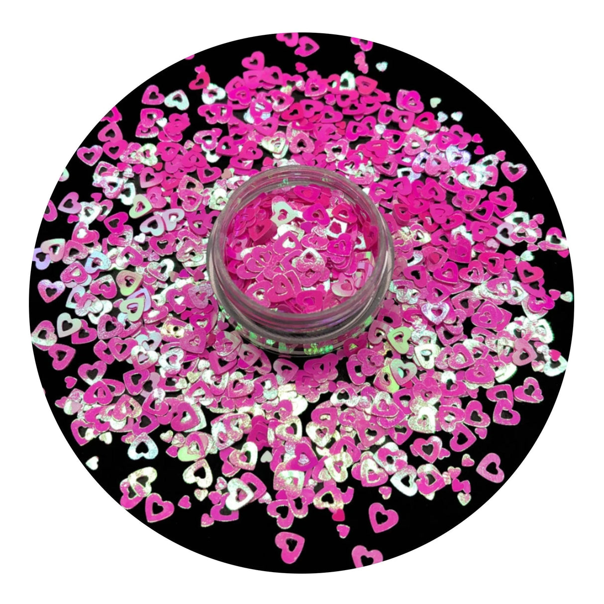 Shaped Glitter Valentine - Heart Fancy Hot Pink & White (2 oz Bag)