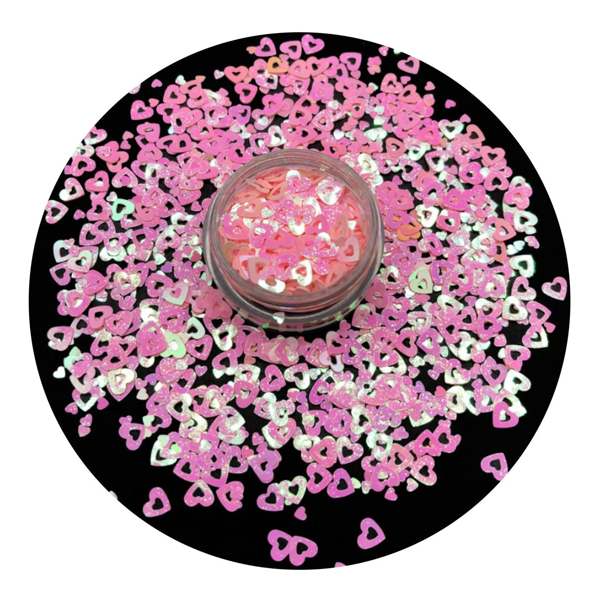 Shaped Glitter Valentine - Heart Fancy Lt Pink & White (2 oz Bag)