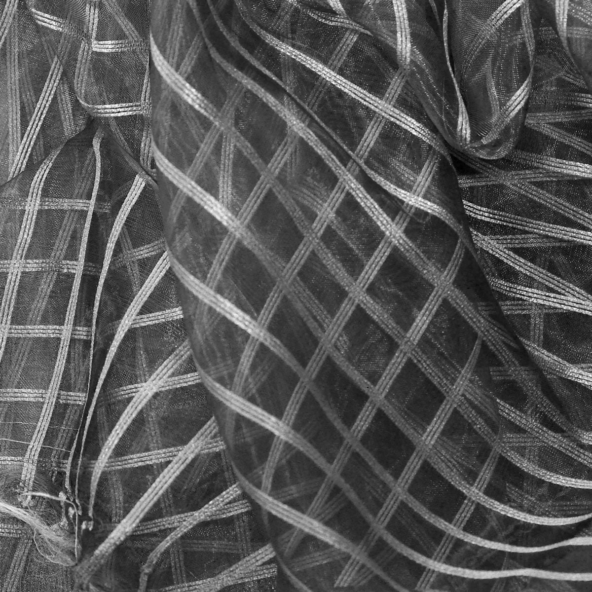 Sheer Drapery Fabric Stripe Embroidered 110" Polyester