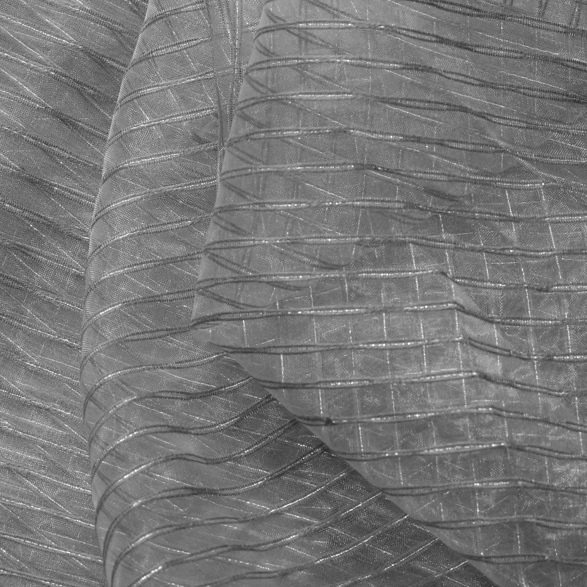 Sheer Drapery Fabric Stripe Embroidered 110" Polyester
