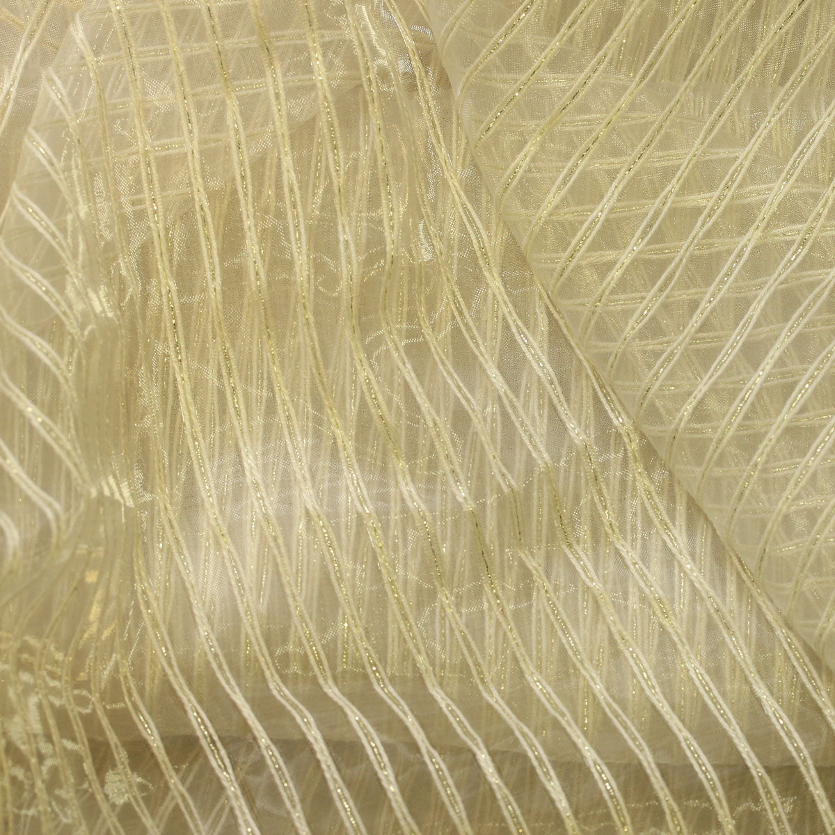 Sheer Drapery Fabric Stripe Embroidered 110" Polyester