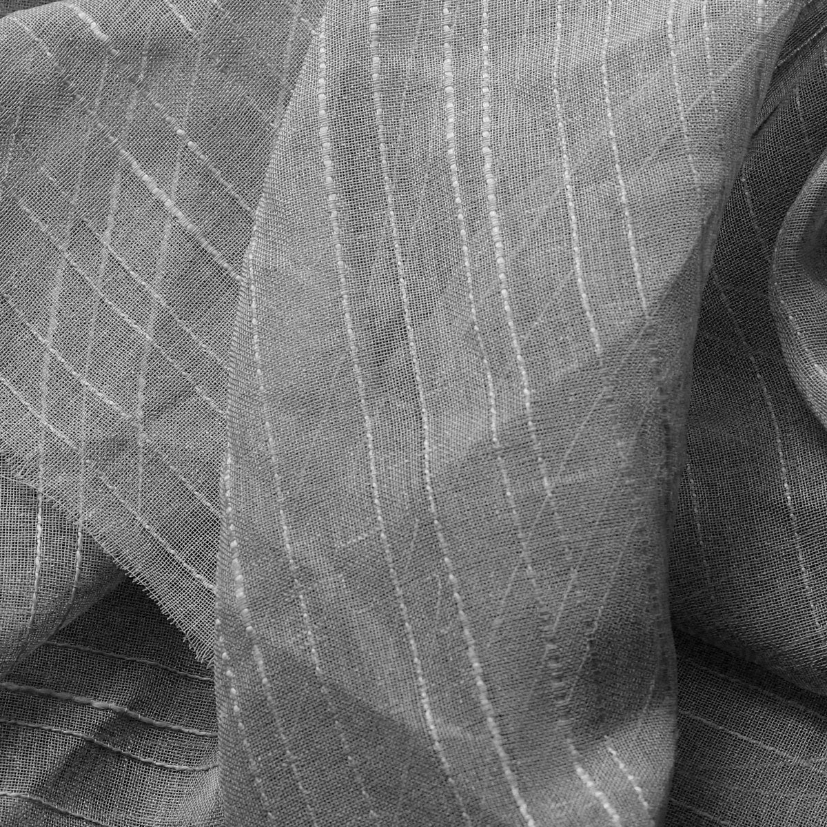 Sheer Drapery Fabric Stripe Embroidered 110" Polyester