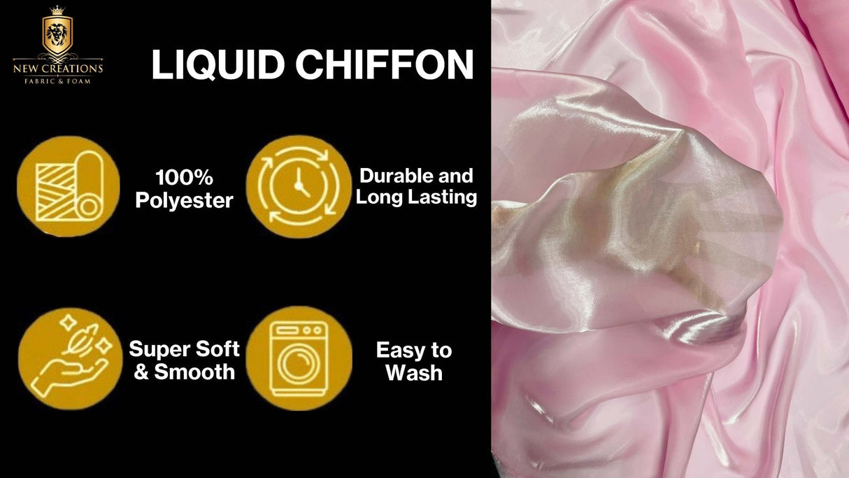 Liquid Chiffon Fabric - Sheer, 58" Width, Assorted Colors (1 Yard)