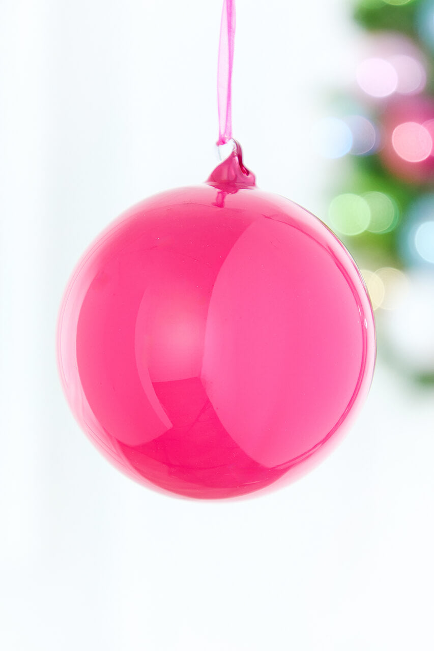 5" Shiny Raspberry Glass Ball Ornament